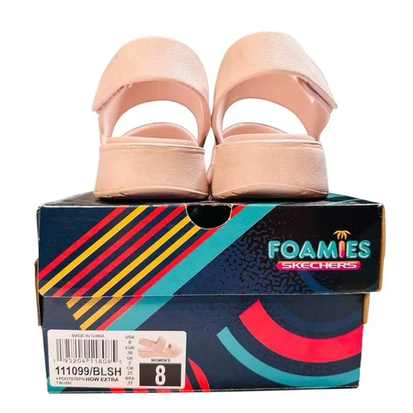 Skechers Foamies Footsteps Blush Sandal Sz 8 “How Extra” Pearl Sparkle Luxe Foam - Picture 10 of 13